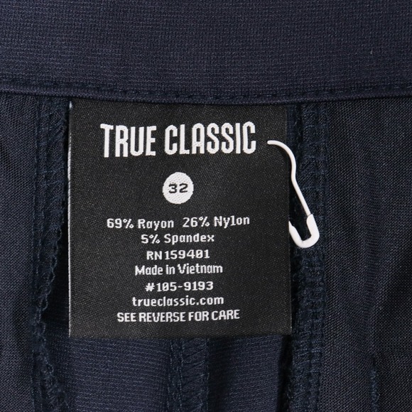 True Classic Pants Mens 32x32 Blue Chino Slim Commuter Work Stretch Tech Comfort - Picture 3 of 6
